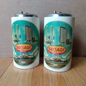 Vintage Salt and Pepper Shakers Chicago Illinois Souvenir Wood S&P Retro Kitchen